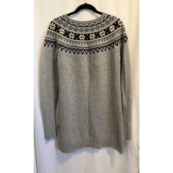 Skhoop | Lambswool Swedish Tunic Sweater Dress Fair isle Gray Black -Size Large - Picture 4 of 6